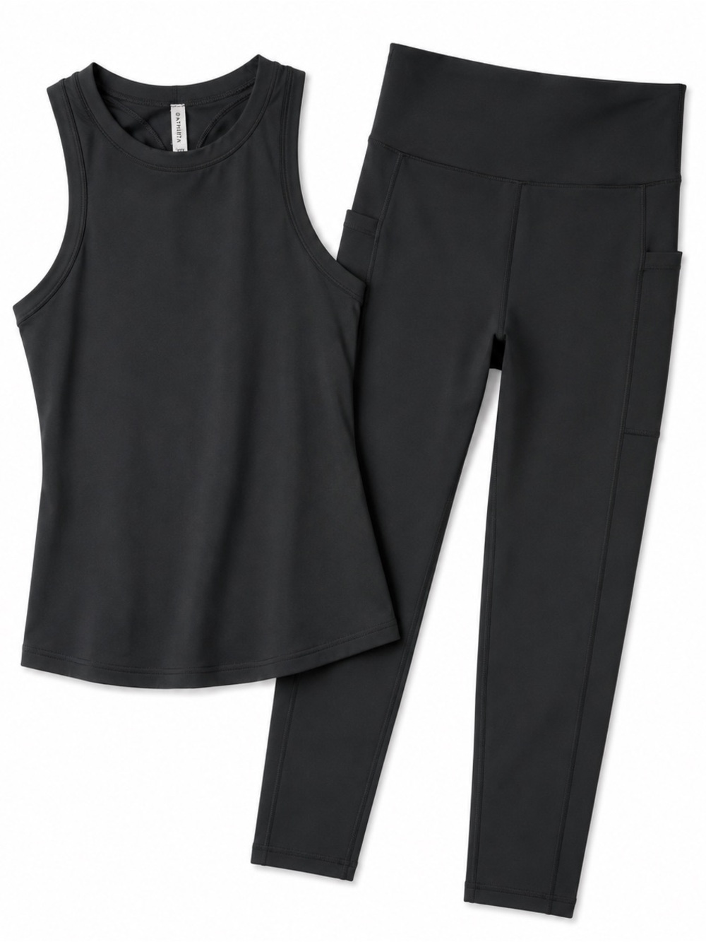 Athleta Matching Tank Leggings Set XS Olive Green High Rise 7/8 Athleisure